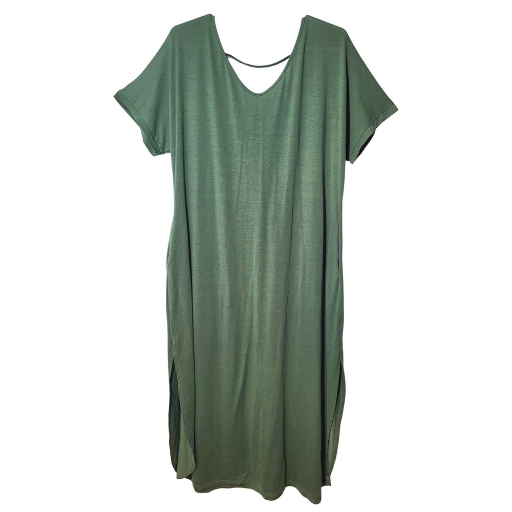 Nemidor Green V-Neck Strappy Back T-Shirt Maxi Dress Plus size 24 Loungewear